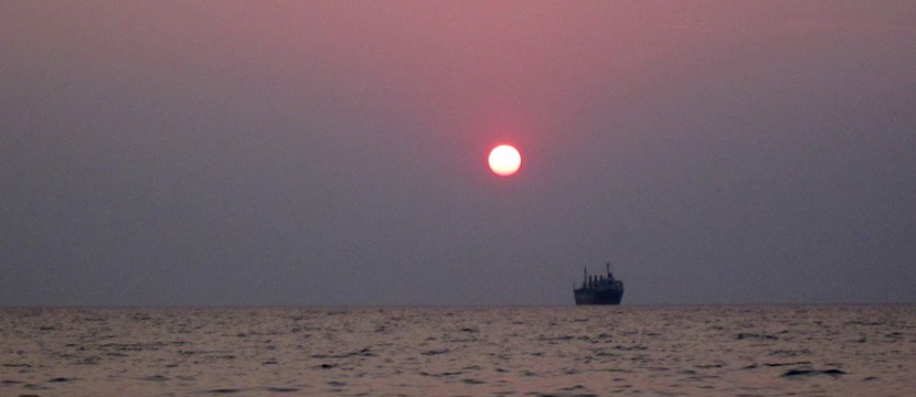 Ship at sunset