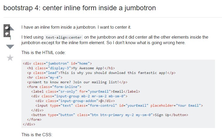 Bootstrap 4: center inline form  in a jumbotron