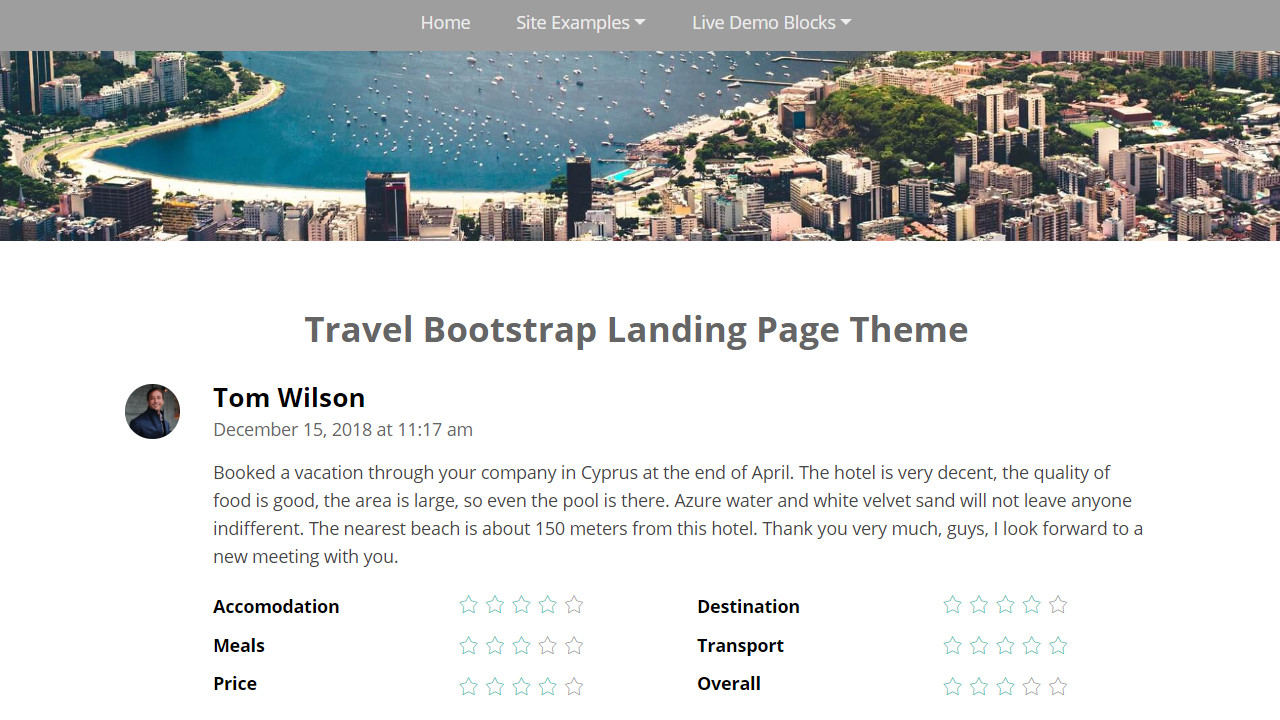 Travel Bootstrap Landing Page Theme