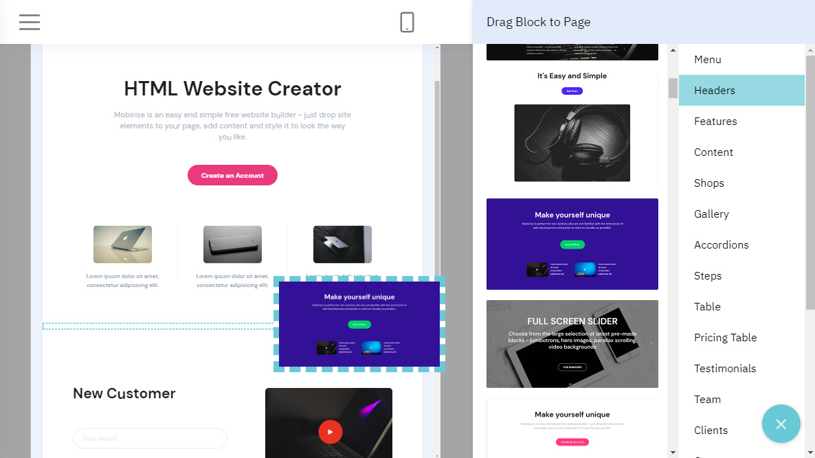 mobirise website builder