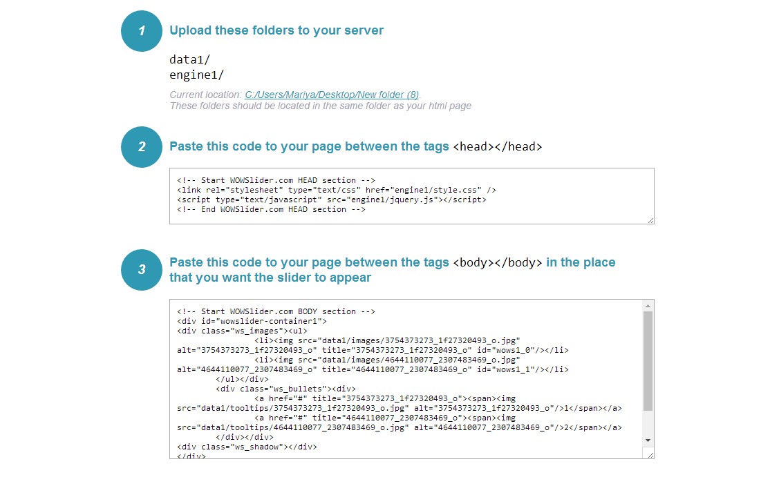 JavaScript Slider Example Code